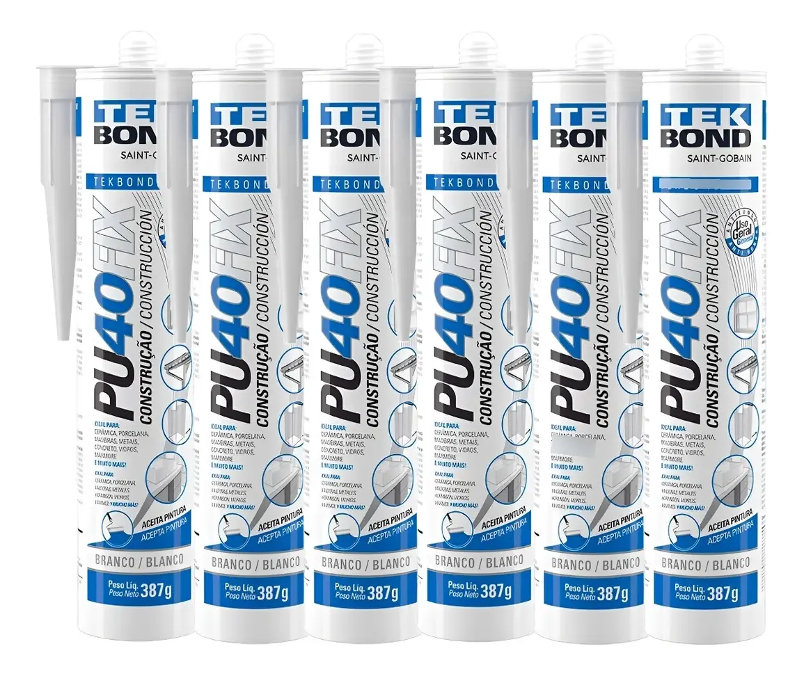 Kit 6 Selantes PU40 Fix Cinza TekBond 387g